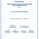Dyplom przyznania stypendium Marszałka Województwa Podlaskiego Piotrowi Maksimowi.png