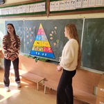 Panie studentki omawiają piramidę zdrowego żywienia.jpg