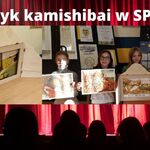 Z kamishibai - dziewczynki prezentują teatrzyki i plansze z czytanych książek
