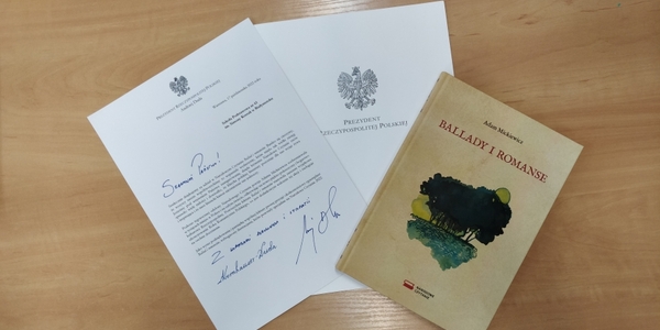 List z podziękowaniem od Pary Prezydenckiej RP i piękne wydanie Ballad i romansów (2).jpg