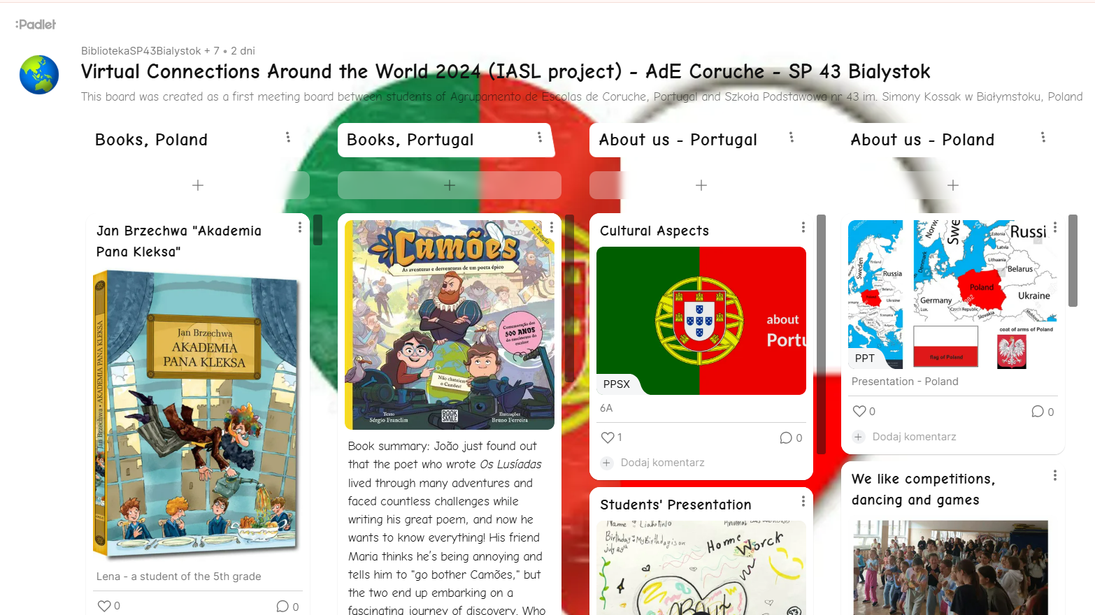 Wirtualne spotakanie uczniów V klasy SP 43 z uczniami z   Coruche w Portugalii - padlet.png